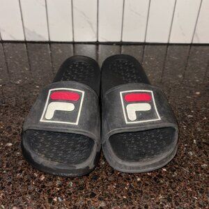 Fila Sleek Slides size W-6unisex menwomen blackredwhite